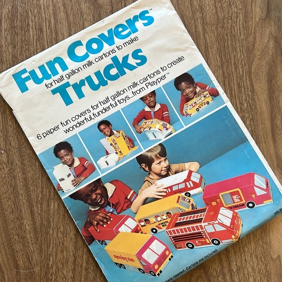 Vintage 70s Fun Covers Trucks & Downtown Milk Juice Carton Kids Craft DIY Kits - Picture 9 of 13